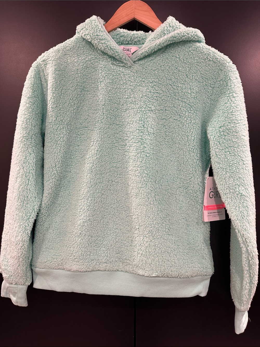Athleta Girl So Snug Sherpa Hoodie 2.0 Mint Green Aqua Fleece Pullover‎ XL 12 14